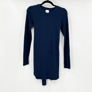 9-H15 Long Sleeve Knit Dress Navy Blue Tie Back XS
